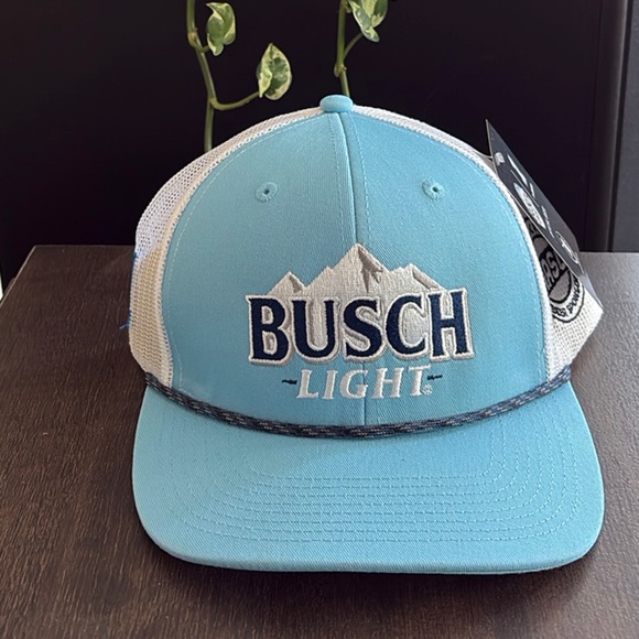 NWT Nascar #1 Ross Chastain Busch Light Beer, White & Light Blue Trucker Hat - Picture 1 of 5